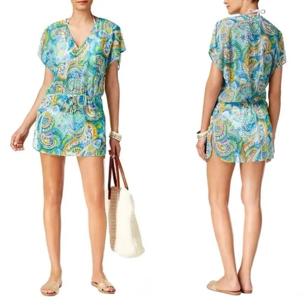 Lauren Ralph Lauren Medium Carnivale Paisley Mesh Swimsuit Cover Up Dress